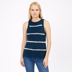 2/$30 Rag Poets Striped Knit Tank Top Dark Teal Medium #A0331 TRB2